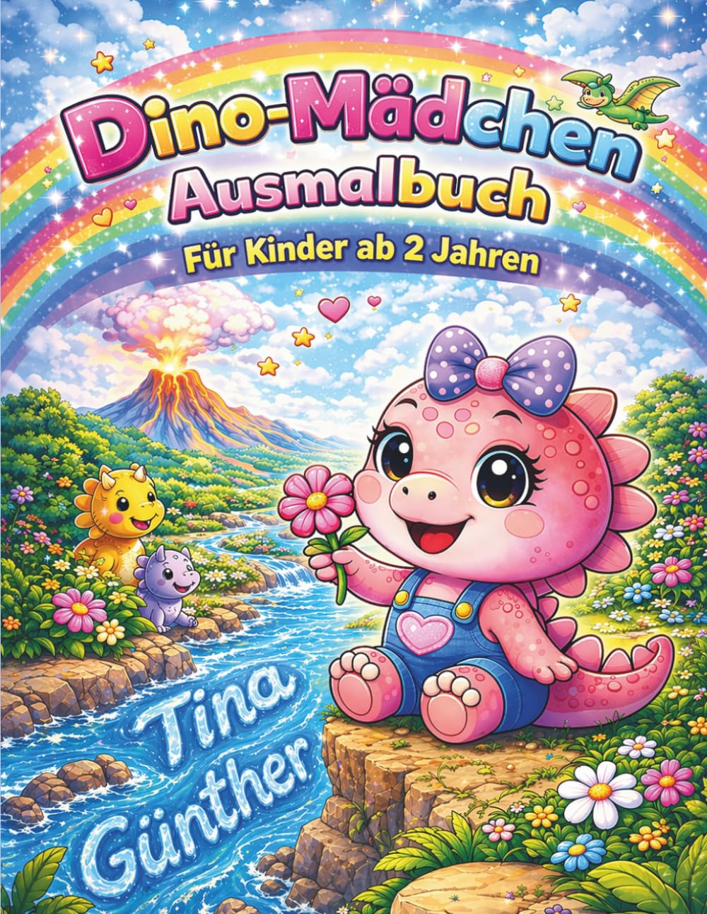 Dino-Mädchen Ausmalbuch: Für Kinder ab 2 Jahren
