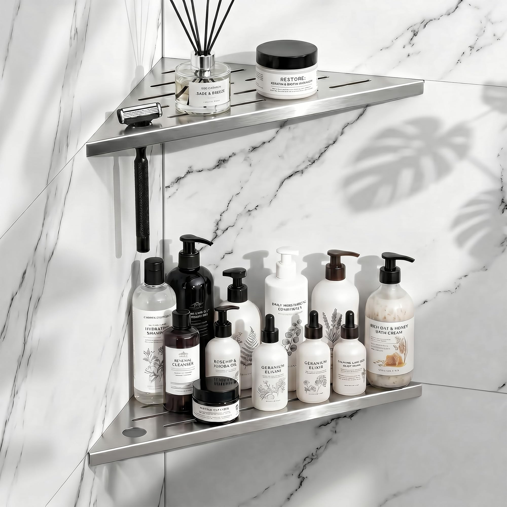 Étagère de douche d'angle en acier inoxydable lot de 2