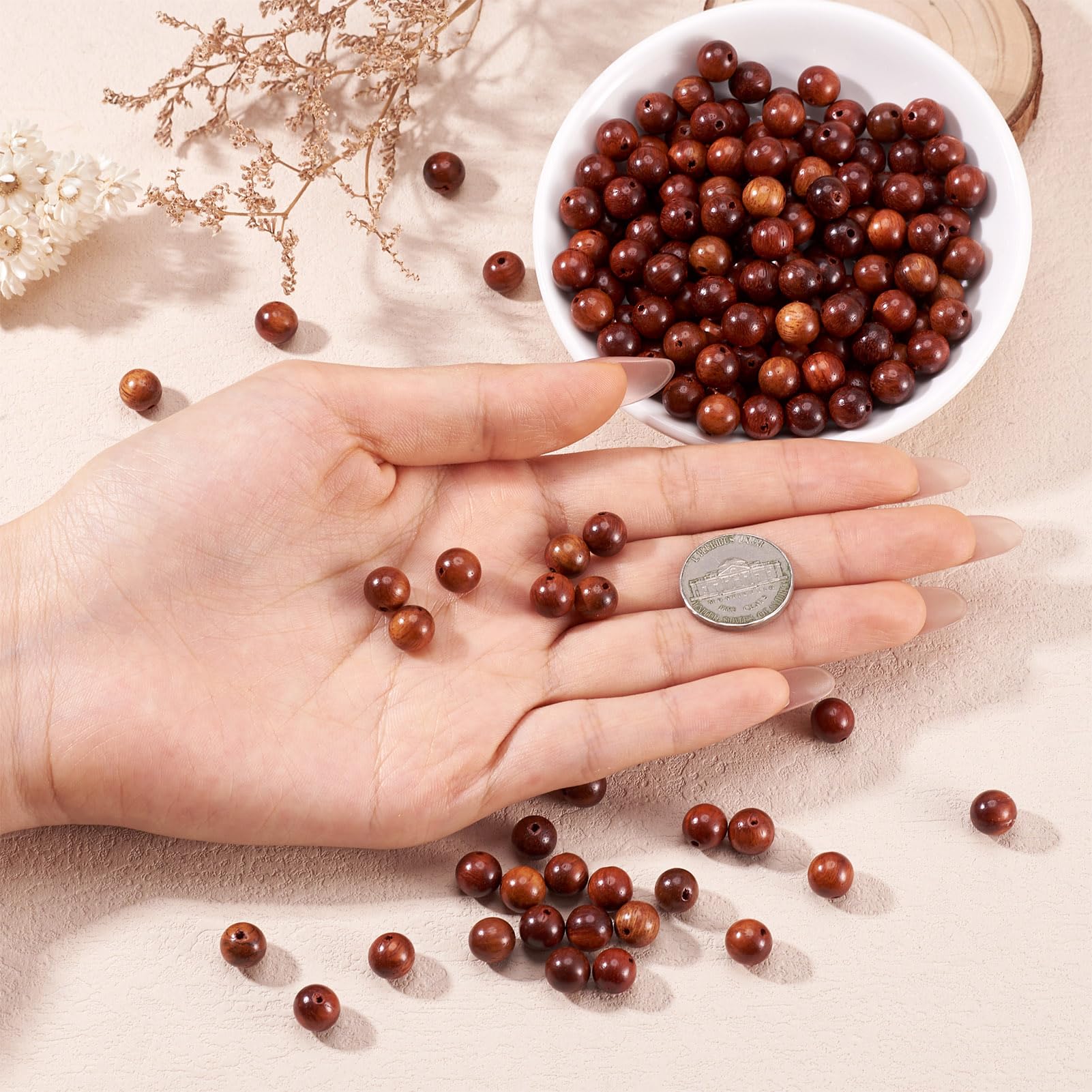Craftdady 50 Stück Runde Holzperlen – 18 Mm, Unlackiert, Loch 3,5 Mm, Für Schmuck & Basteln
