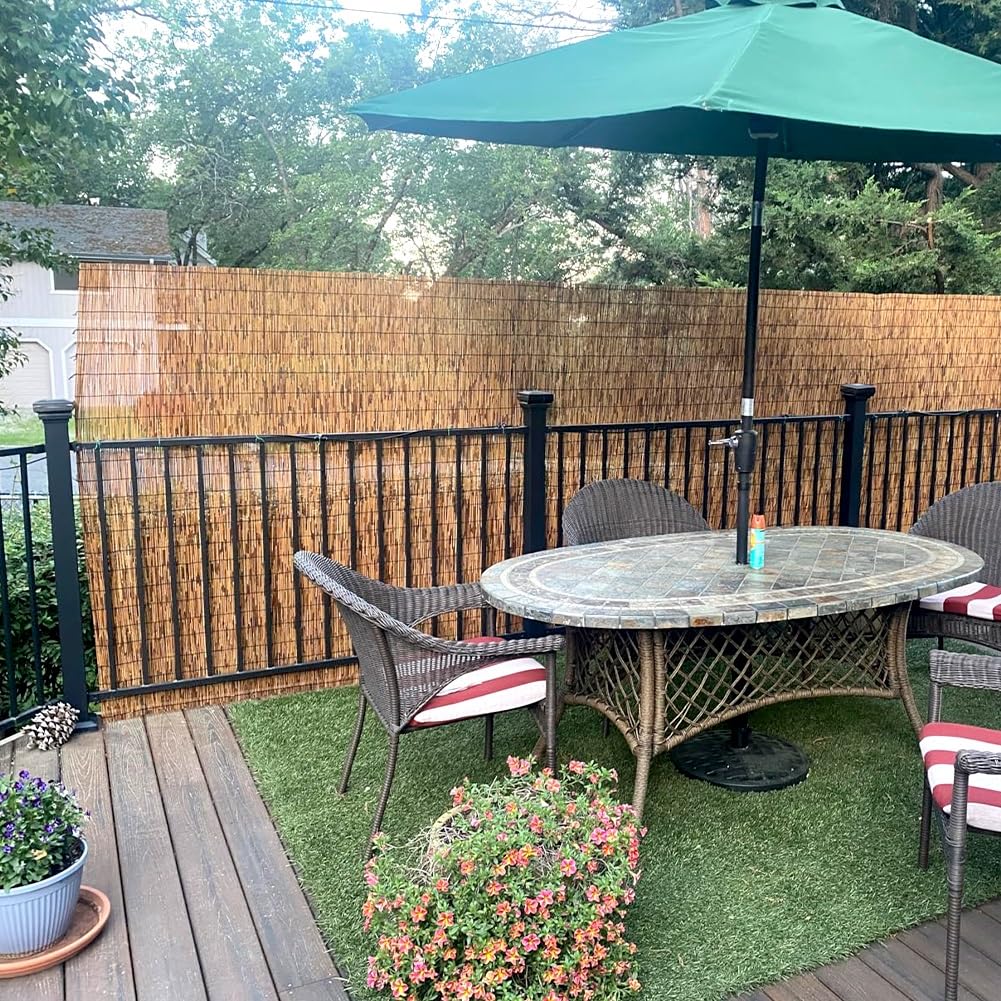 Generico Canne di Bambu per Esterno, Naturale Canne Recinzione, Privacy Bamboo Stuoia, Balcone Recinzione in bambù per Giardino Cortile Piscina Terrazza Recinzioni Decorative(80 * 800cm)