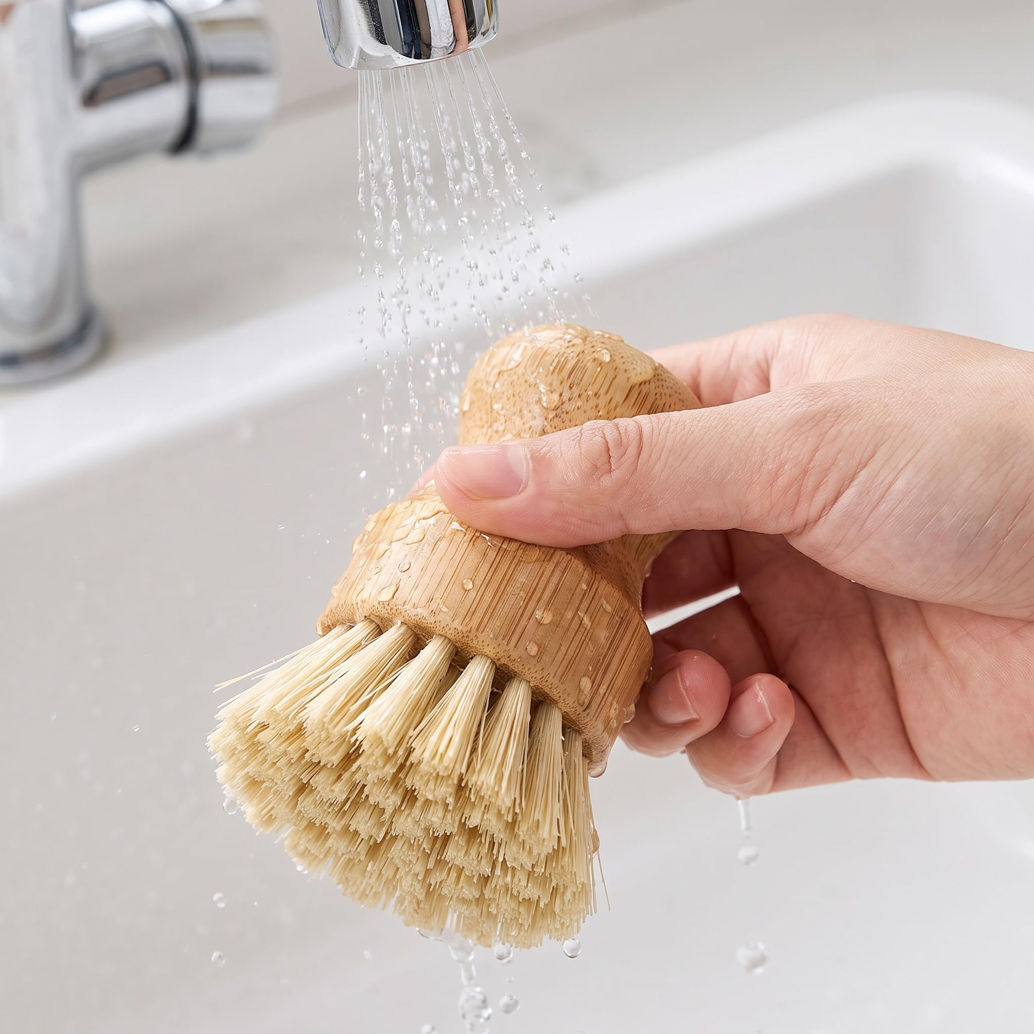 Gatuida Lot de 12 brosses à vaisselle en bois, mini éponges à vaisselle