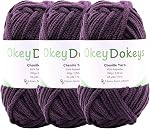 Okeydokeys Super Bulky Taille du fil Chenille 6, 3-Pack (300g/228y), Fil épais pour crocheter les blankets bébé, Amigurumi. Blanc crème #19