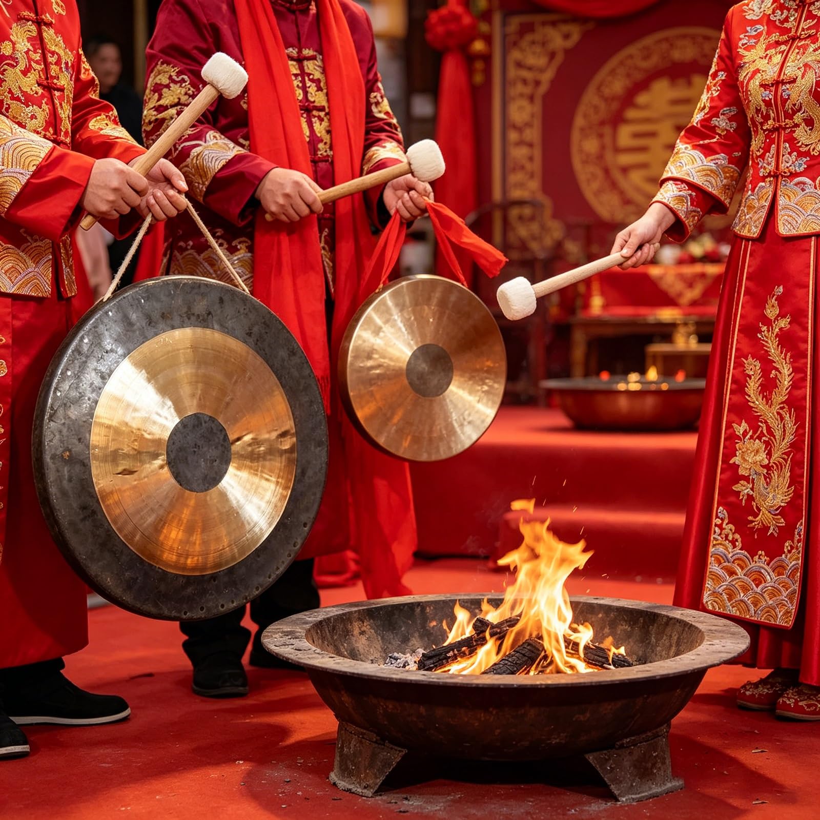 Gong a percussione Gong tibetano Gong gigante Piatti in ottone e rame Gong da opera con manico a martello rotondo(30cm)