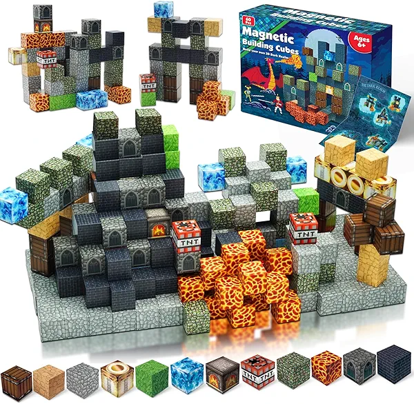 Annexfun Magnetic Blocks - Build Magnetic Dark Castle Set - Magnetics Toys for Montessori Toddler Christmas Birthday Gifts - STEM Sensory Toys for 3 4 5 6 7 8 9 10 Year Old Boys & Girls