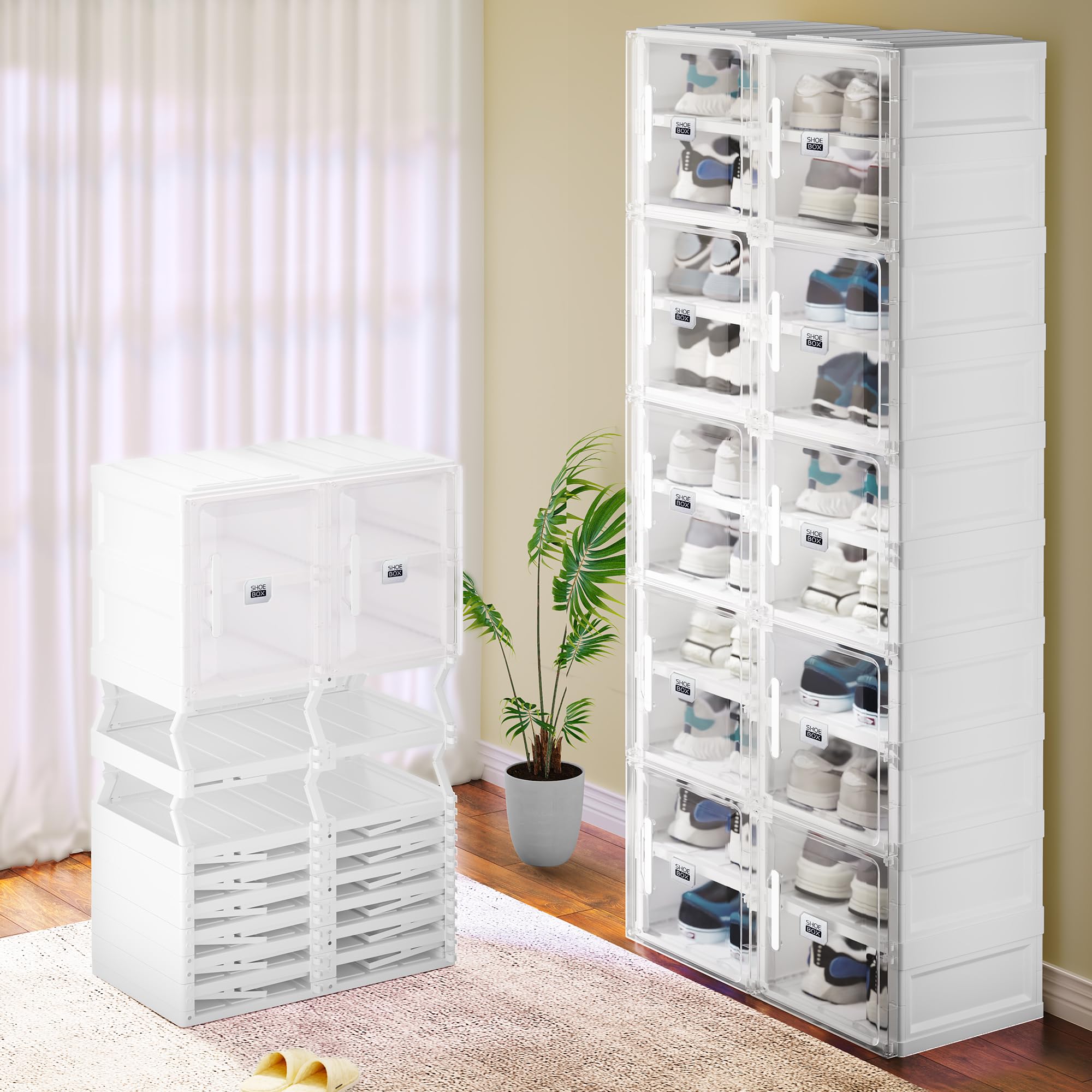 Shoe Storage Tier Flip Up Shoe Rack YITAHOME Shoe Cabinet With