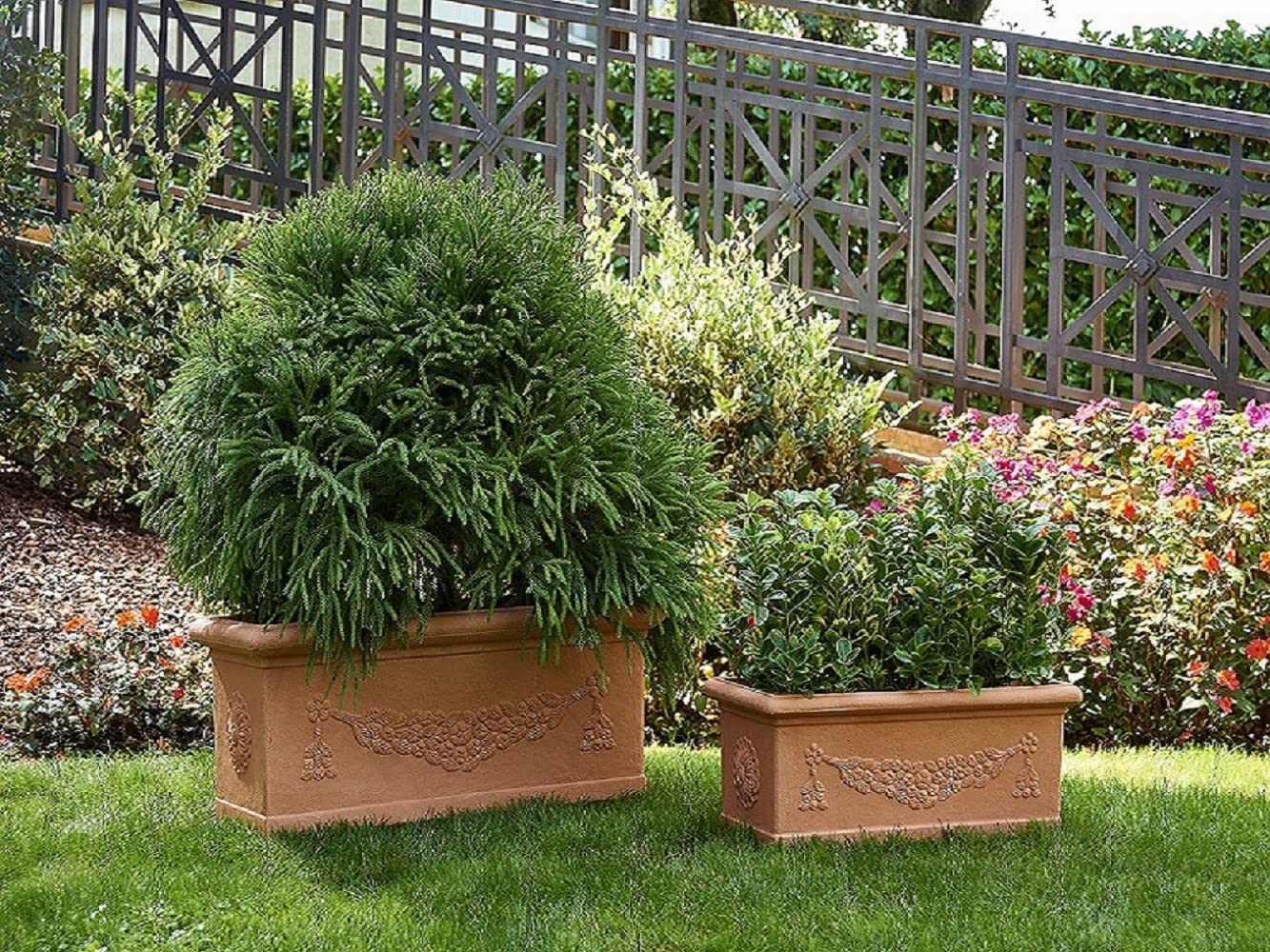 Garden Italia Vasi Fioriera festonata GCF Lato cm 60 alt.24 cm Made in Italy Cassetta in resina colore Impruneta - Resistente al gelo - Antiurto Leggera Classica