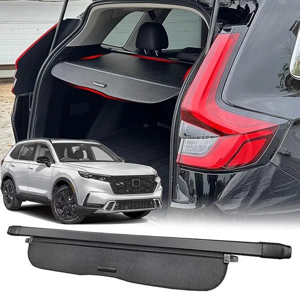 Volcaner Cargo Cover for 2023-2025 2026 Honda CRV Accessories, (Carbon Fiber Texture) for Honda CRV 2023-2026 Accessories(Include Hybrid) Retractable Trunk Cover Shield Shade Privacy Screen for CR-V