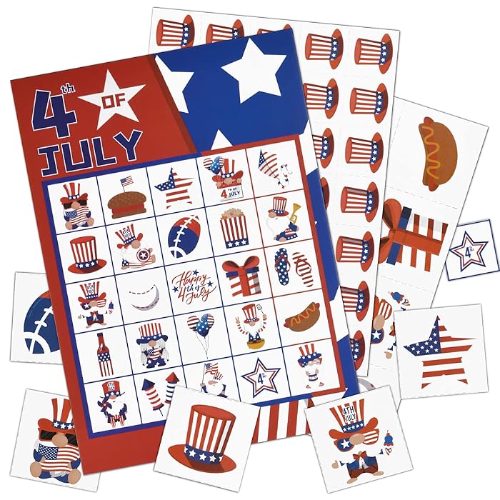 Buy EBANKU 24 Players Patriotic Bingo Game for Kids, 4th of July Holiday Bingo Game
