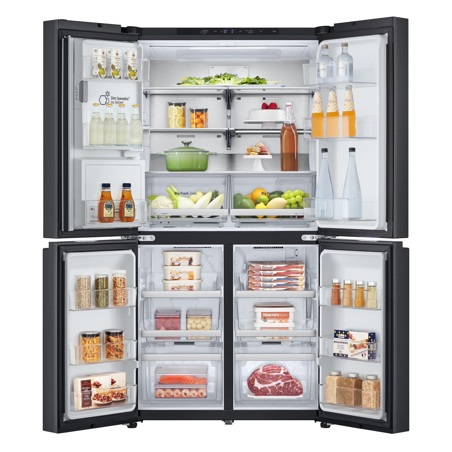 LG GML960EVBE Multi-Door Kühlschrank mit Gefrierfach (641 L, Energieklasse E) mit Eis- und Wasserspender, DoorCooling, Total No Frost, Schwarz