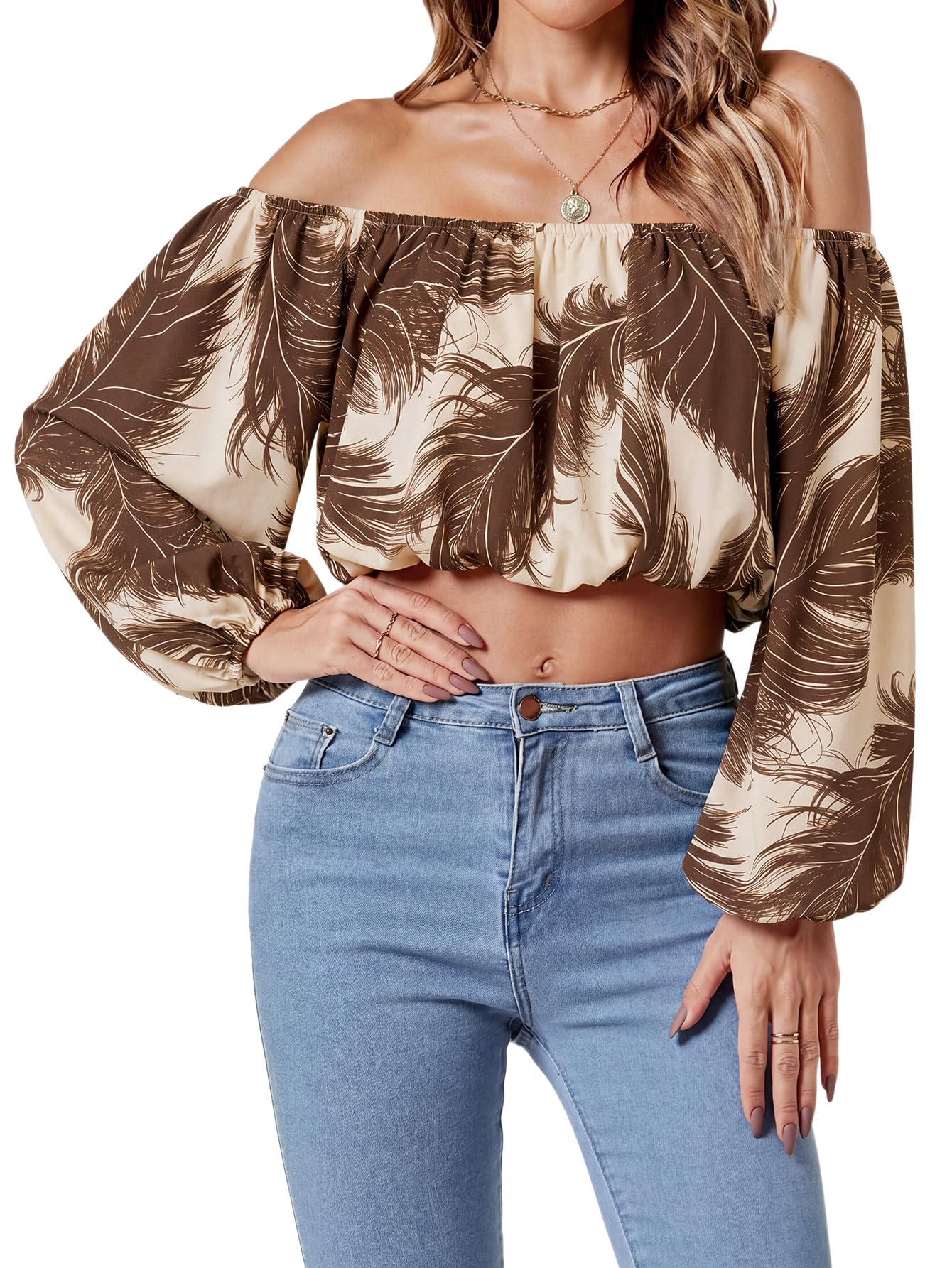 Umenlele Women's Off Shoulder Crop Top