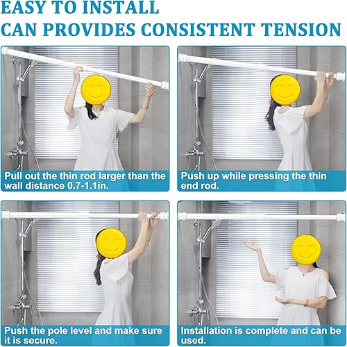 Miniatura 5 de QILERR Barra de cortina de tensión de 33 a 59 pulgadas, barra de tensión de resorte de extensión ajustable, fácil de instalar, sin perforación,