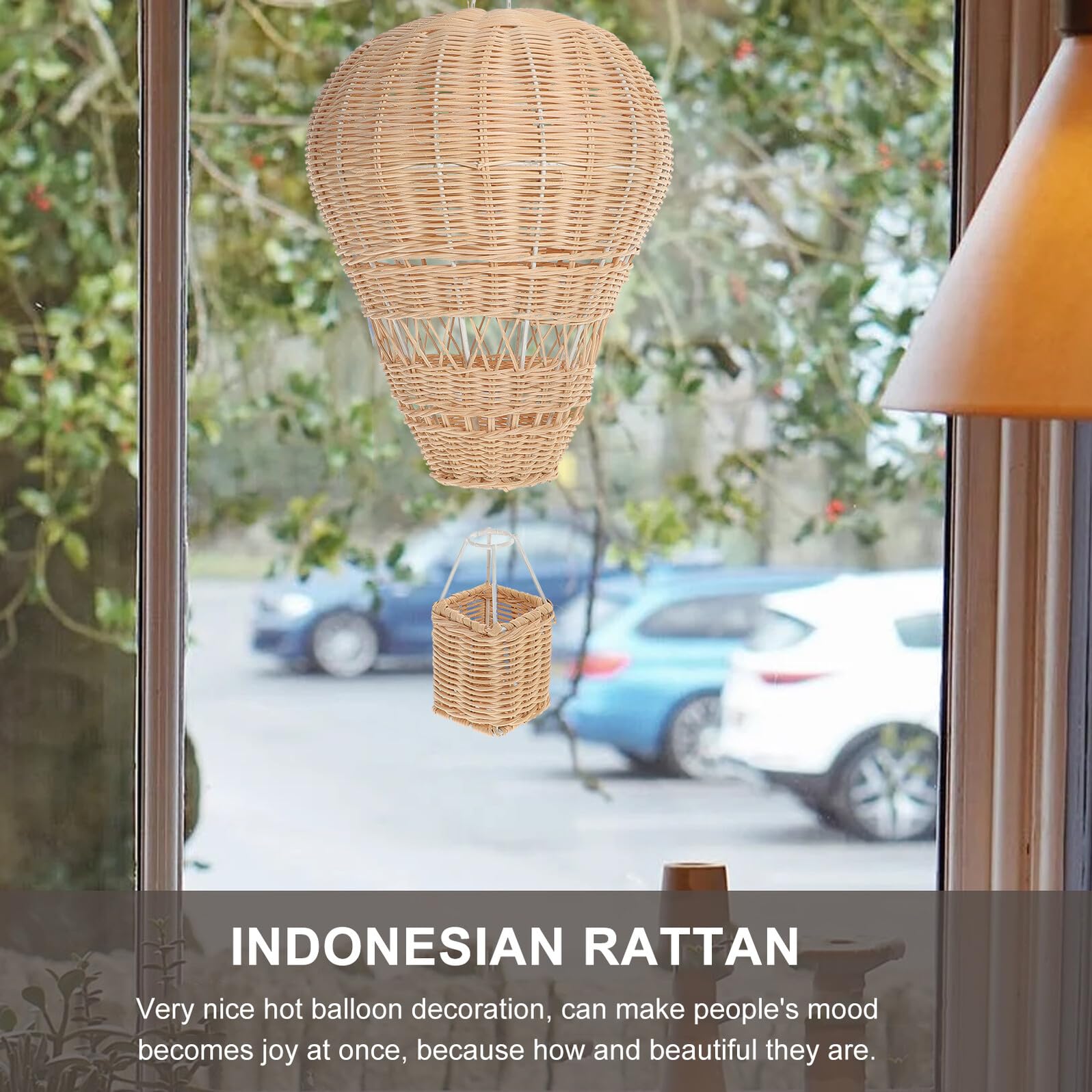 Gatuida Handgewebter Rattan Heißluftballon Anhänger Natürliche Hängedekoration für Kinderzimmer Party und Garten Kreative Tragbare Deko für Jungen und Mädchen Romantisch und Vielseitig
