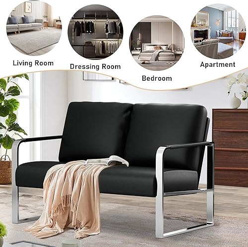 Miniatura 5 de Love Seat, sofá pequeño para sala de estar, sofá biplaza gris, sofá pequeño para espacios pequeños con cojín acolchado, asientos de dos plazas