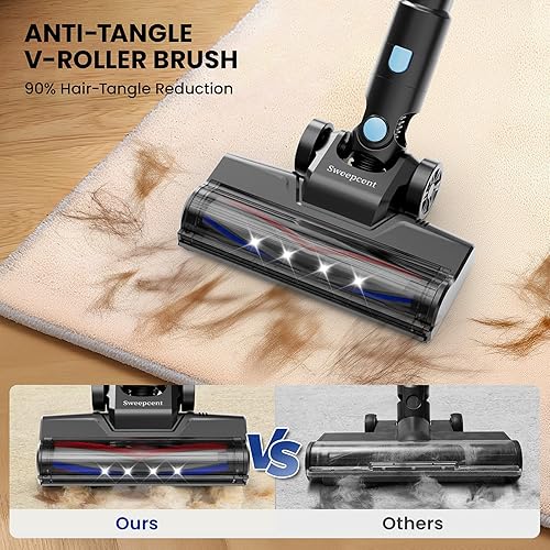 Miniatura 7 de Aspiradora inalámbrica con aspiradora de succión de 35 kPa, aspiradora ligera inalámbrica para pelo de mascotas, alfombras y suelos duros