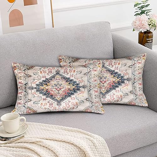 Miniatura 4 de Funda de almohada estilo bohemio con diseño étnico de lino, alfombra persa, patrón tribal, funda de cojín decorativa cuadrada decorativa para el
