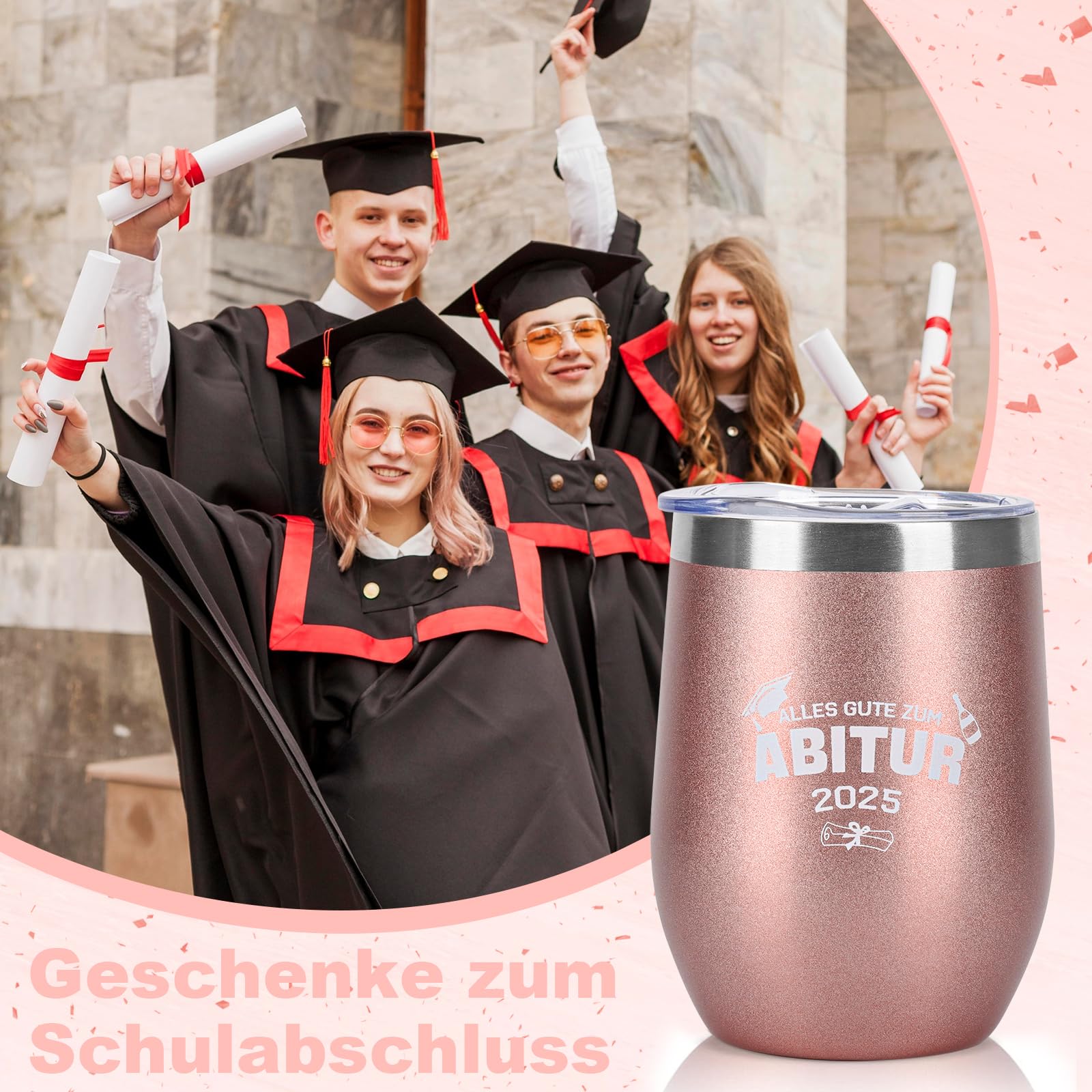 Kubek z okazji matury 2025, kubek z okazji ukończenia szkoły 2025, kubek termiczny, 350 ml, kubek kempingowy, ze stali nierdzewnej, prezent na zakończenie szkoły, prezent dla dziewcząt, chłopców, na