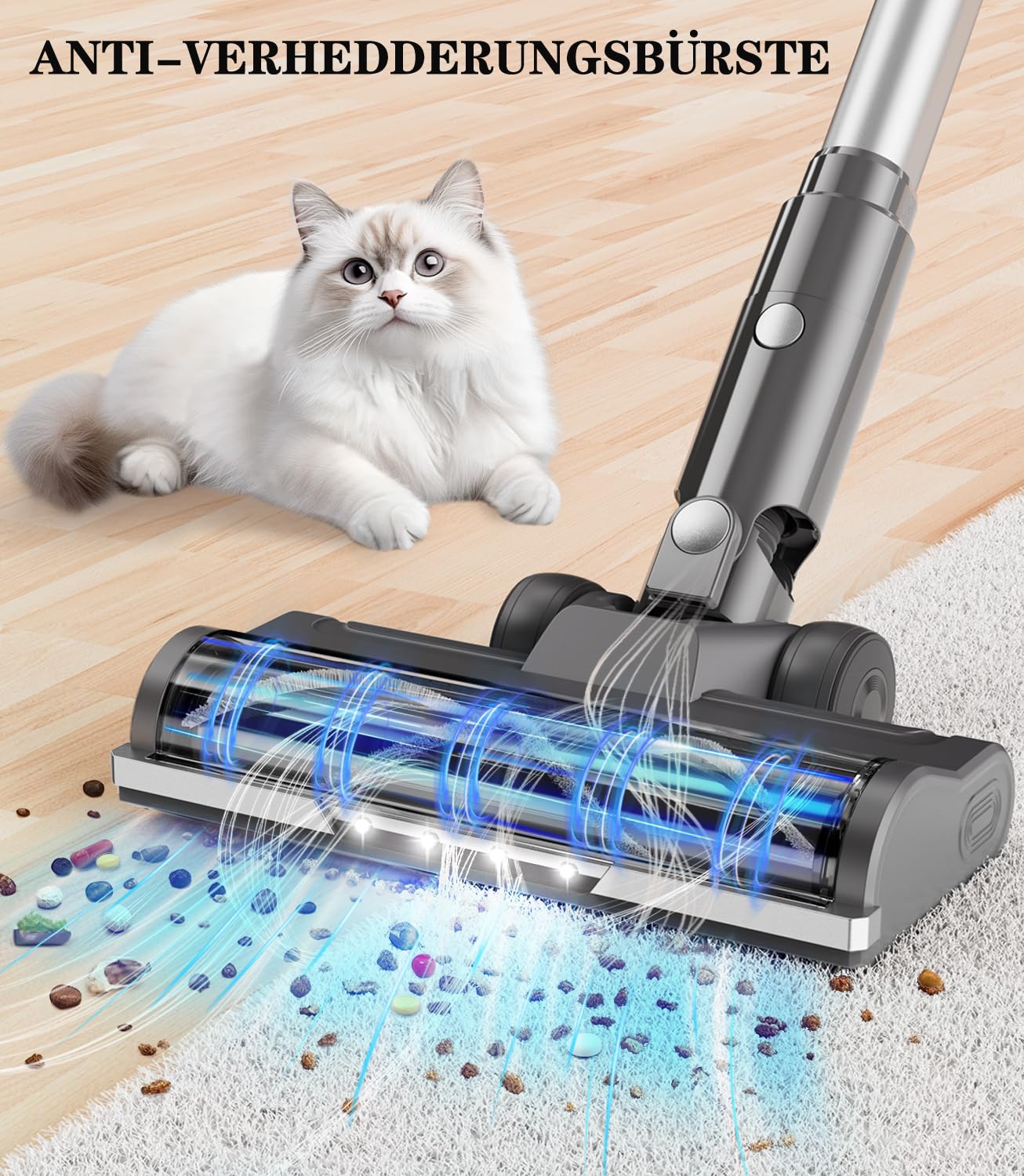 Akku Staubsauger Kabellos Akkustaubsauger Akkusauger - Kabelloser Stabstaubsauger Elektrische Sauger Kehrbesen mit Ladestation Cordless Vacuum Cleaner Für Tierhaare Teppich Beutellos Stielstaubsauger