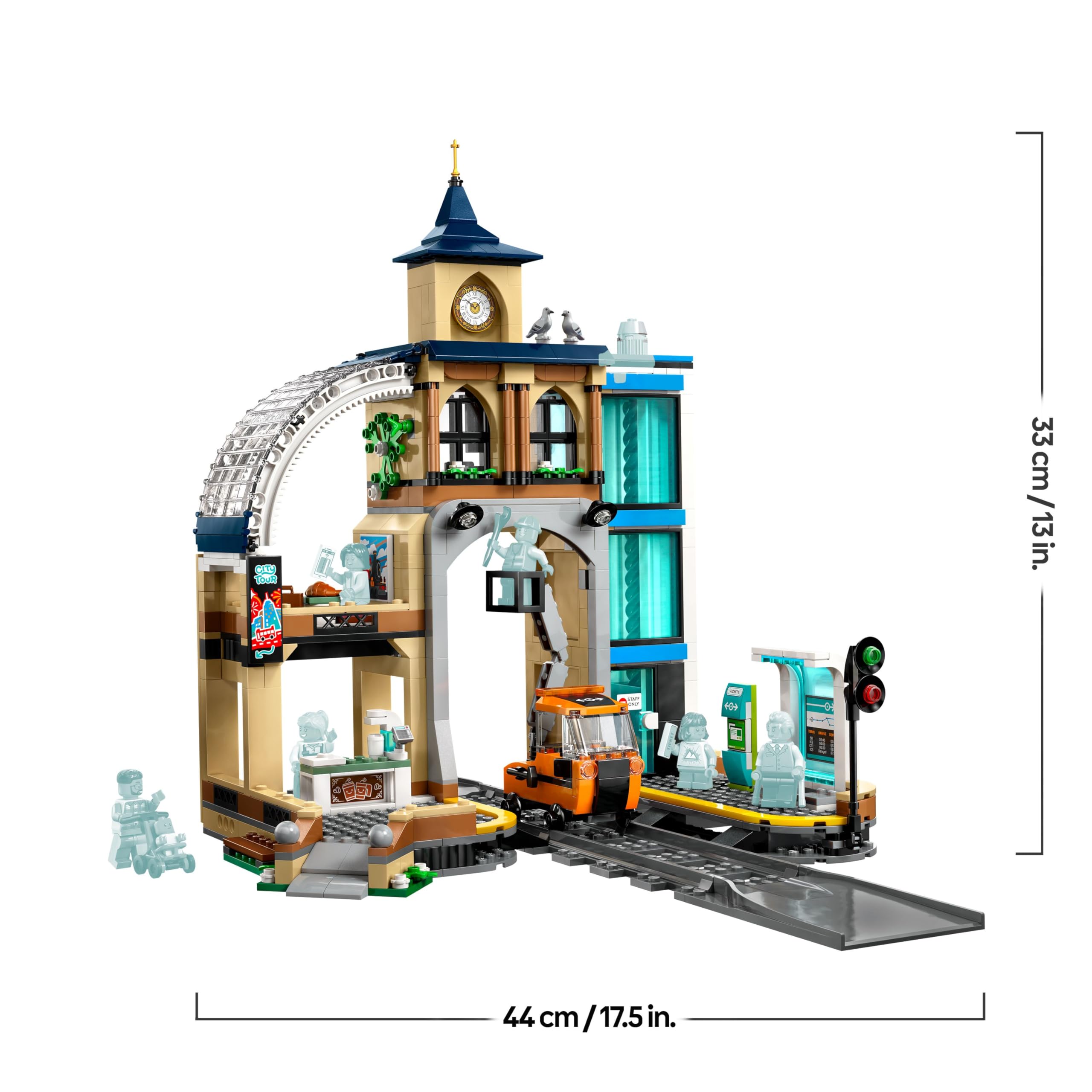 LEGO City Trains Hauptbahnhof - Wartungsfahrzeug-Spielzeug, funktionierendem Hublift, 2 Plattformen & 1 Gleisstück sowie 6 Minifiguren – Kreatives Geschenk für Jungen & Mädchen ab 7 Jahren - 60469 | Bahnhofsspielzeug, Wartungsfahrzeug, Arbeitshub & 6 Mini