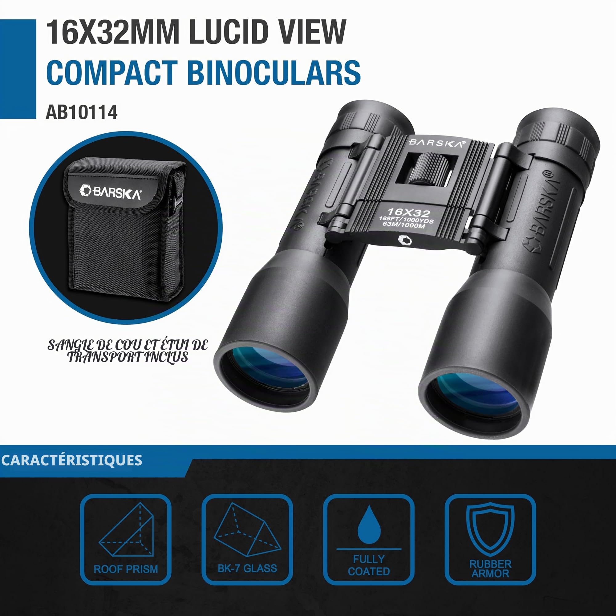 Barska Lucid 16 x 32 Jumelles compactes (Noir)