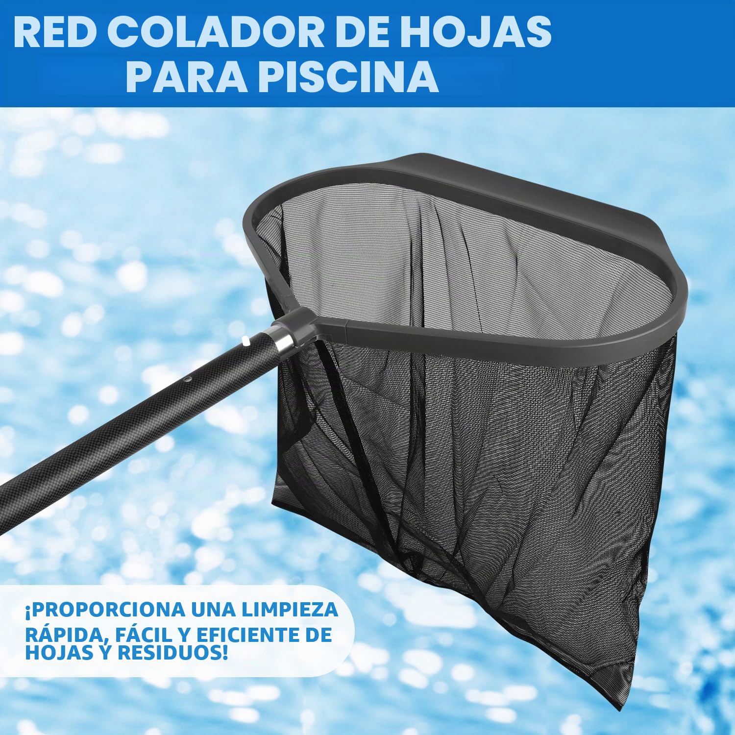 DOBEN Red De Aterrizaje para Piscina 19" (48cm),Limpia Piscinas Recoge Hojas, Recogehojas Estable, Sin Barra Telescópica, con Red Extragrande, Compatible con Todas Las Barras Telescópicas Comerciales