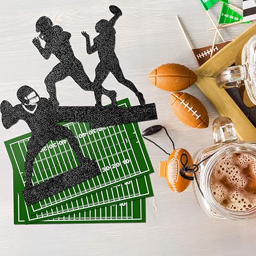 Miniatura 5 de BBTO 9 piezas de centro de mesa de fútbol, decoración de fiesta, centros de mesa de fútbol de silueta de jugador, 8 pulgadas y 3 estilos