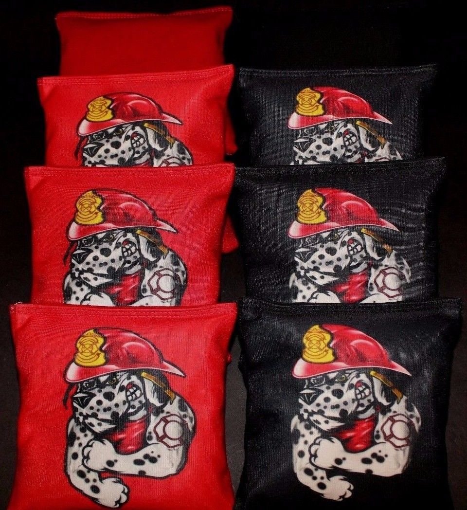 Custom Fire Dalmatian Firehouse Dog Set of 8 Regulation Cornhole Bags B4