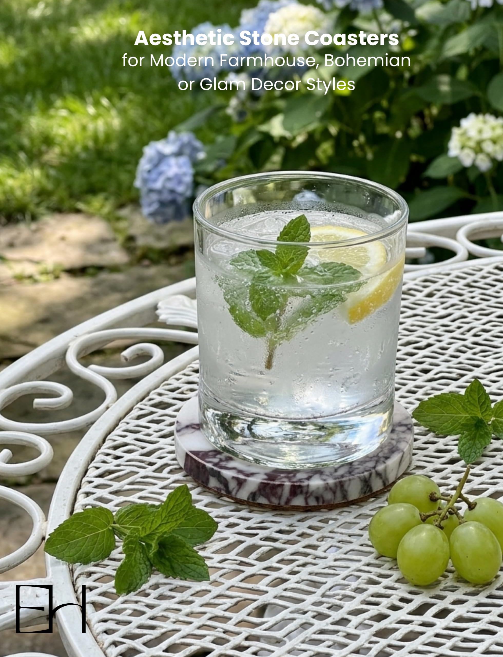 Marmor-Untersetzer, 4er-Set, natürlicher Calacatta-Viola-Stein, Untersetzer für Getränke, modernes Einweihungsgeschenk, Dekoration für Couchtisch (rund)