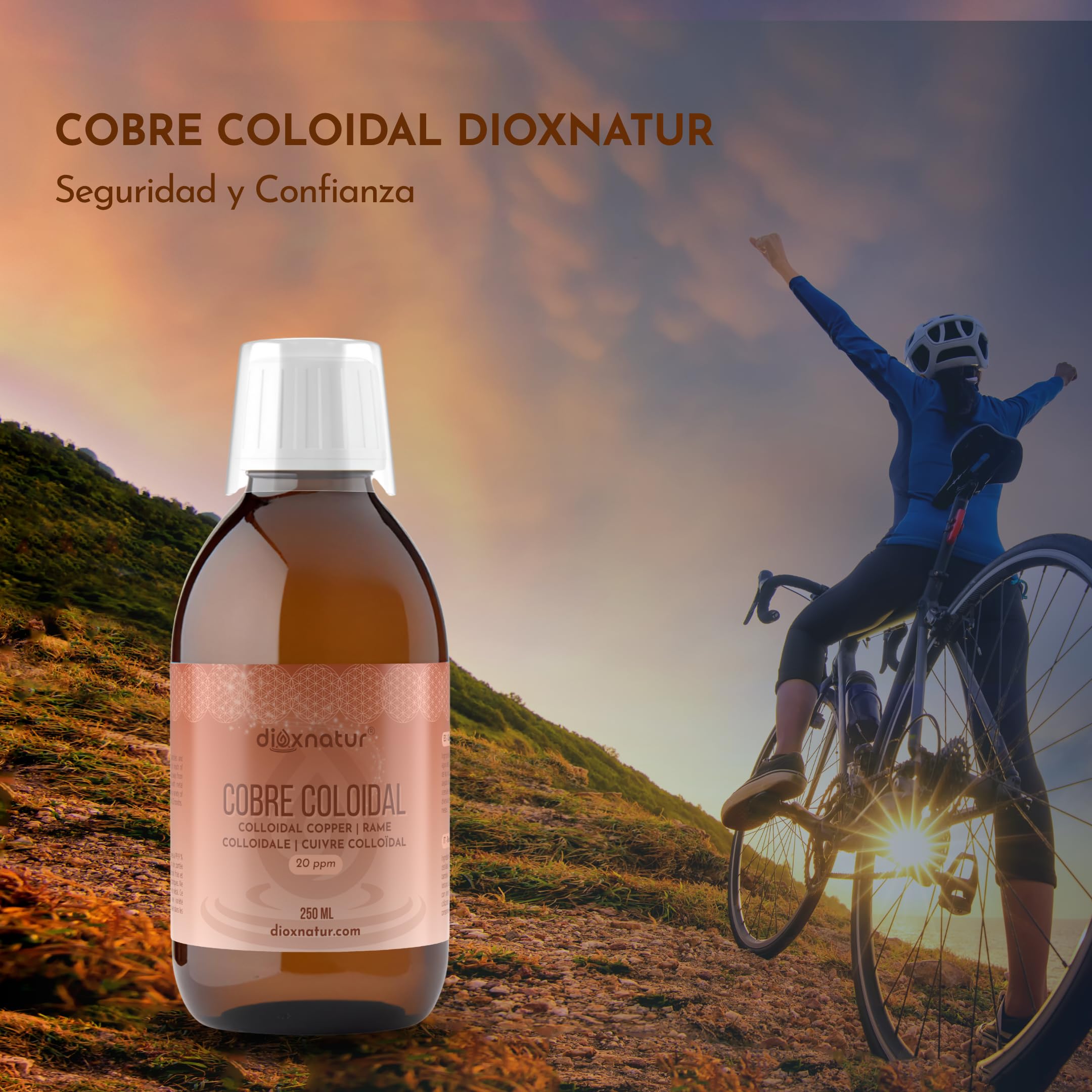 Cobre Coloidal 250ml - Solución Líquida 20 ppm - 99,99% Pureza