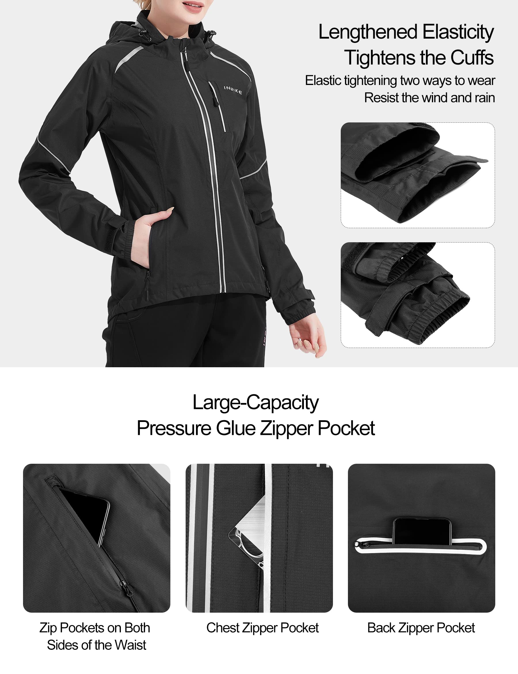 INBIKE Veste de Pluie Cyclisme pour Femme Imperméable Tenue Intersaison Respirant Légère Coupe-Vent Femme Imperméable Sport de Plein Air WB810