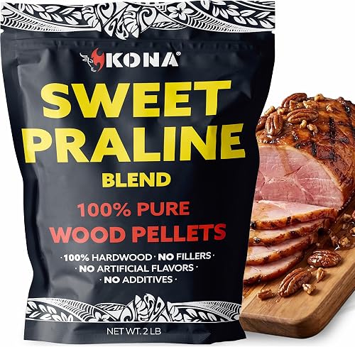 Kona Sweet Praline Pecan Wood Pellets Blend, Intended for Ninja Woodfire Outdoor Grill, 2 lb Resealable Bag