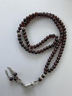 TasbeehGlass 99 Prayer Misbah Rosary Islamic Beads Counter Spiritual Round Beads (Mahogany)