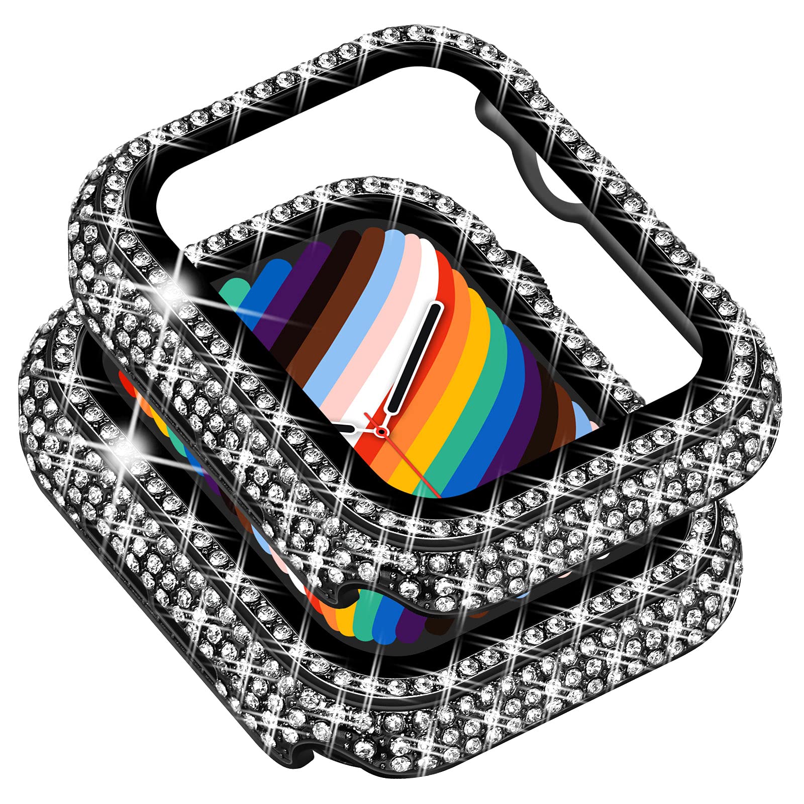 Surace Compatible with Apple Watch Case 40mm with Screen Protector for Apple Watch Series 6/5/4/3/2/1, Bling Case 300 Crystal Diamond Tempered Glass