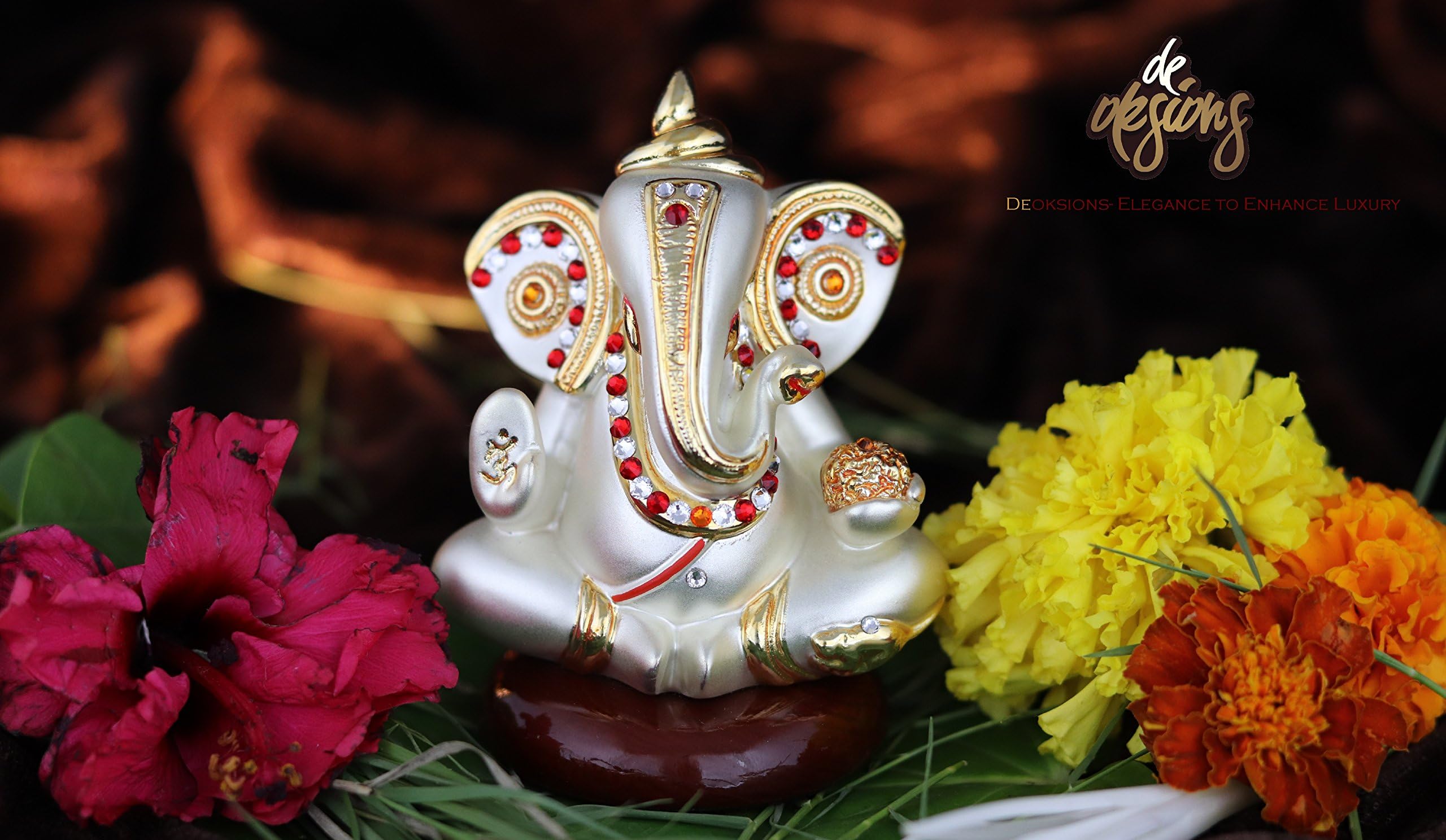 Deoksions - German Silver & Gold Fusion with Swarovski Studded Designer Ganesha - 4