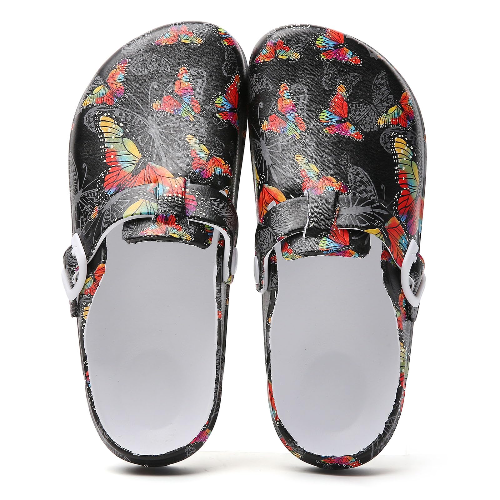 SECHRITE Sabots pour Femmes, Mules à Enfiler avec Soutien de la Voûte Plantaire antidérapantes Chaussures de Jardinage d'infirmière de Chef Cuisine, imprimées Sandales Pantoufles