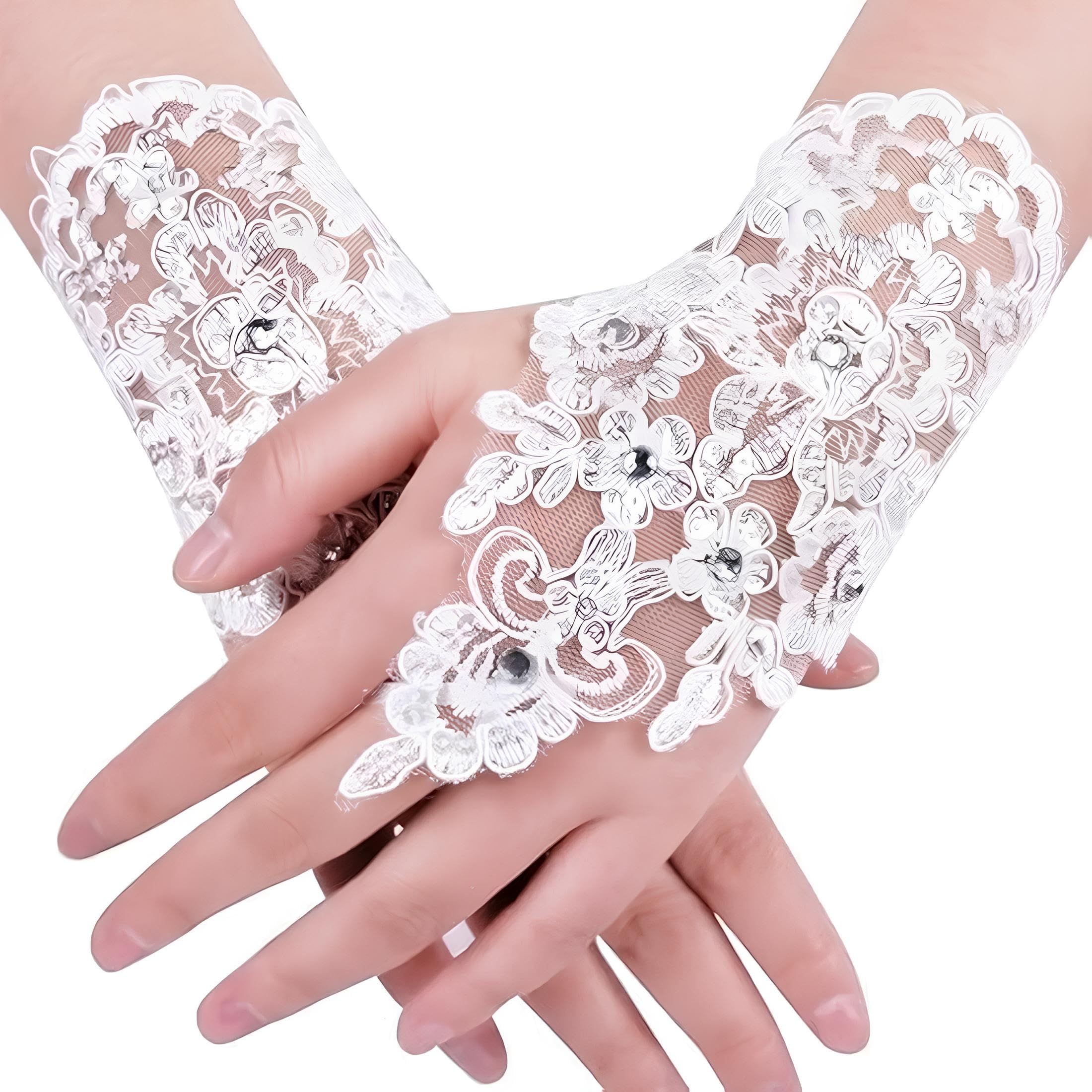 sequence lace gloves for women's white gloves perfect for weddings and formal occasions Ideal for brides, or adding a vintage touch to any formal outfit -1 pair-image-19