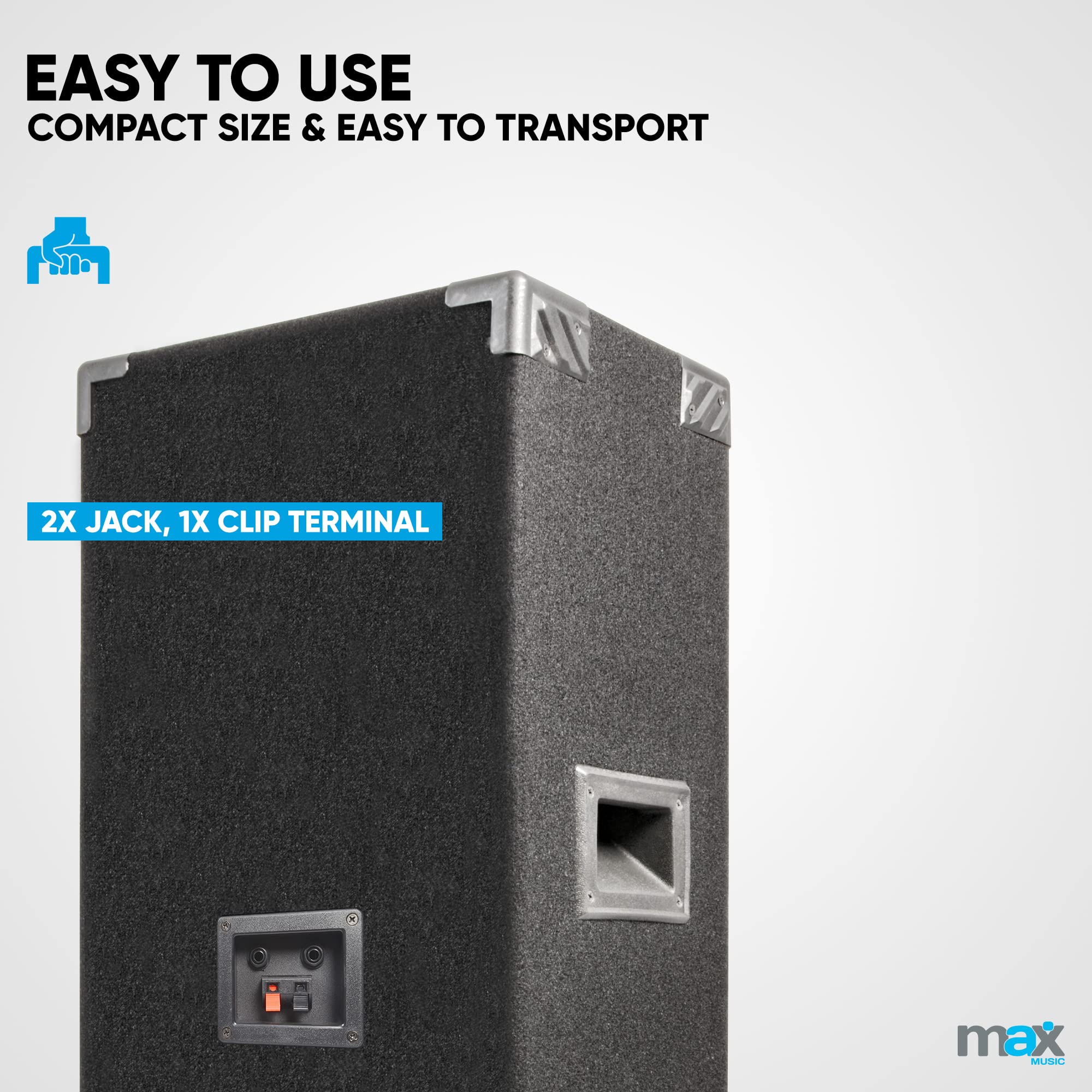 Max210 - Enceinte Sono Passive, Puissance de 1000 Watts, 2 Woofers de 10 Pouces, Tweeter Clair, Portable et Robuste, Idéale pour Les Soirées à la Maison, Les Karaokés, Les Fêtes ou DJ Mobiles