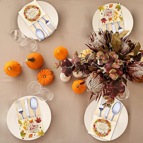 Miniatura 5 de Soporte para cubiertos de Acción de Gracias, lámina dorada con diseño de hoja de arce Give Things, soporte para utensilios para decoración de mesa