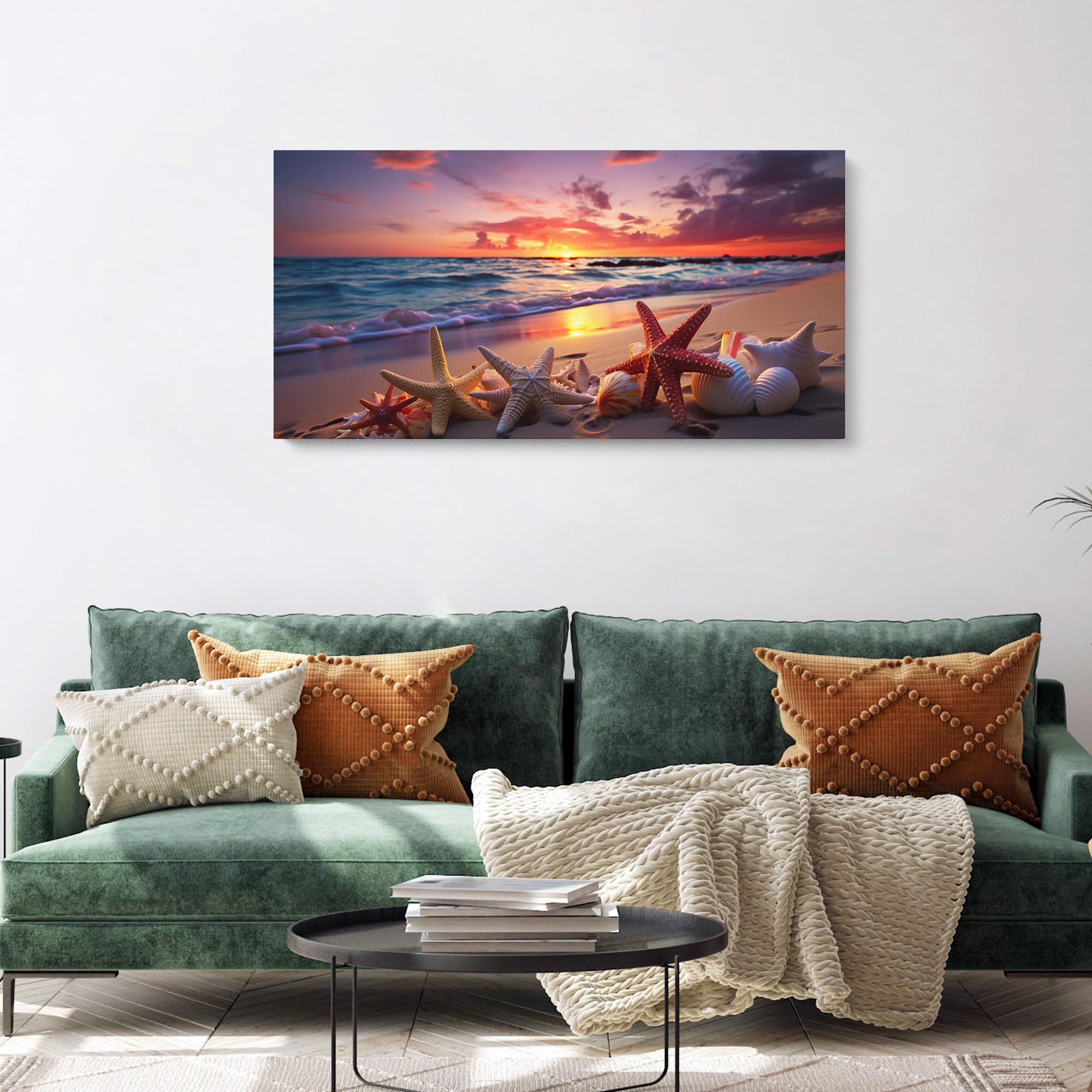 Amazon.com: Starfish and Seashells at Beach Sunset Painting Framed