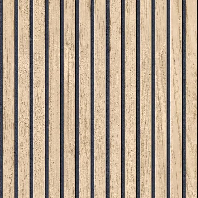Panacea Wood Slats Wallpaper Light Oak - Beige/Black - Belgravia 1158