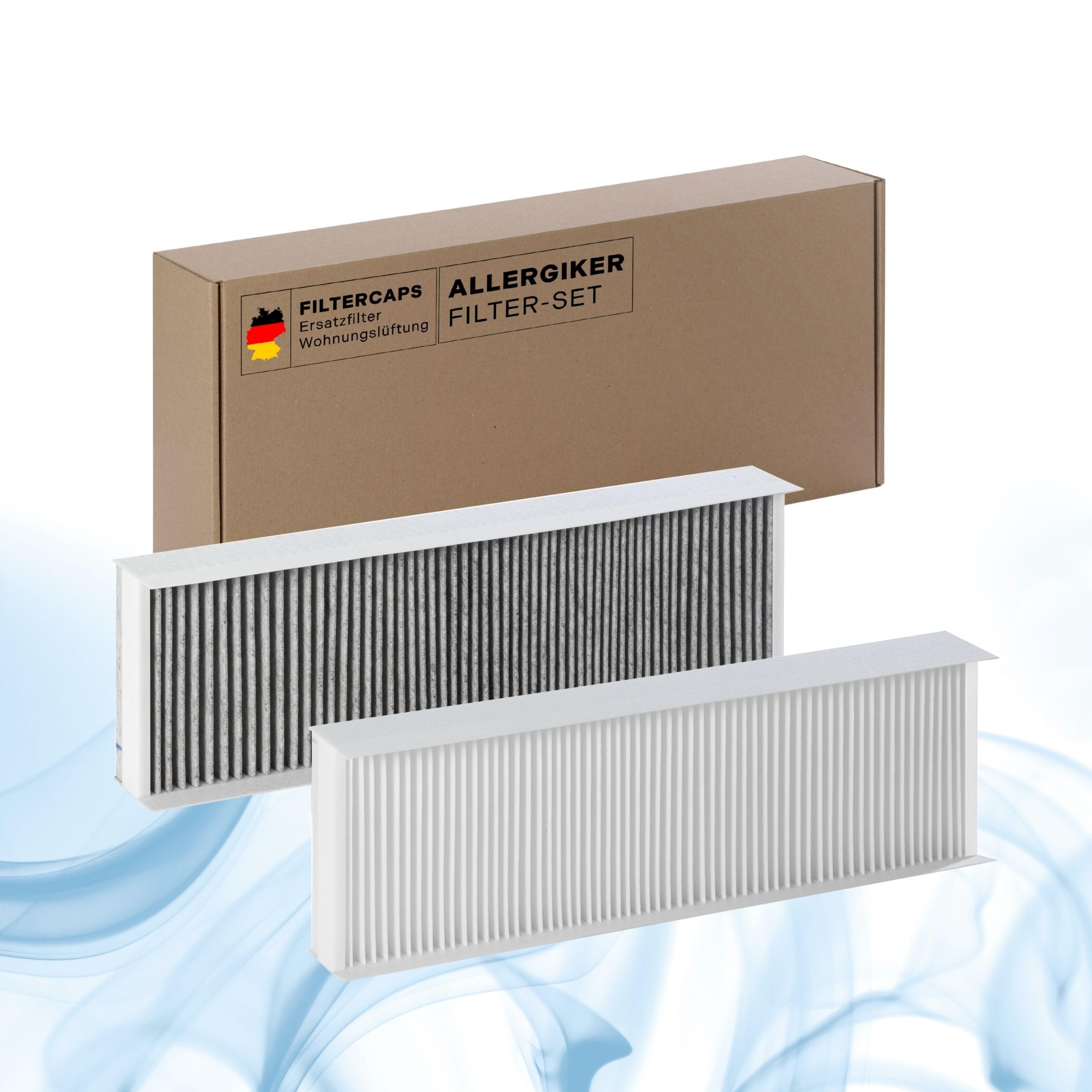 Filter für Maico WS 320, 470, WR 310, 410 - Ersatzfilterset G4+F7 AKTIVKOHLE, Ersetzt 0092.0560 (WSG 320/470), Luftfilter für KWL-Lüftungsanlage, Wohnungslüftung, 506 x 164 x 50 mm