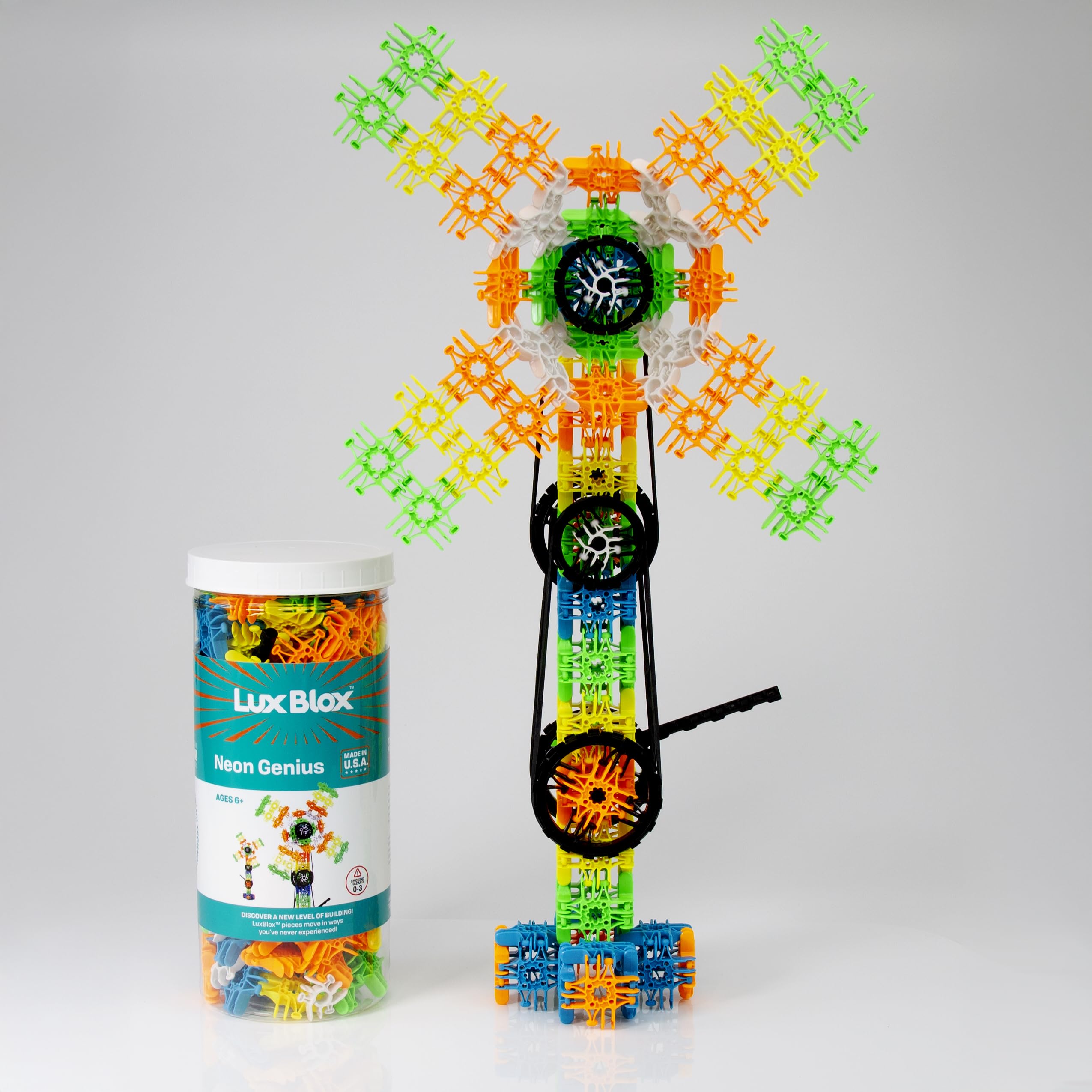 Neon Genius: Construction Blocks for Future Engineers! Fun Educational Toy for Kids.. Boys Girls 6 and up. STEAM STEM Creative Learning Blocks. Gift Toy Children