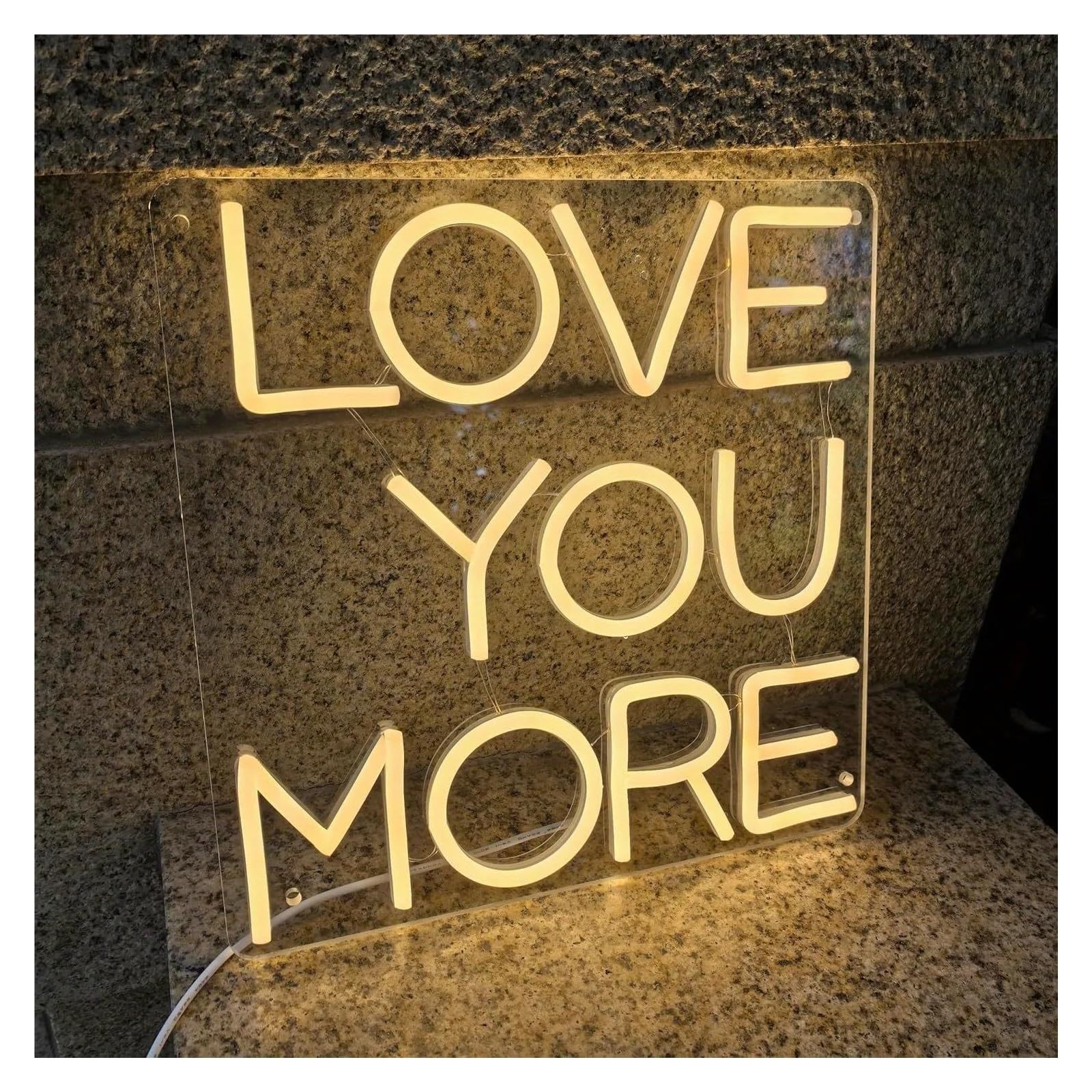 LEMST Sign Lamp Love You More neon Signs, Warm White Lights, USB Powered Neon Wall Art for Weddings 28x28cm