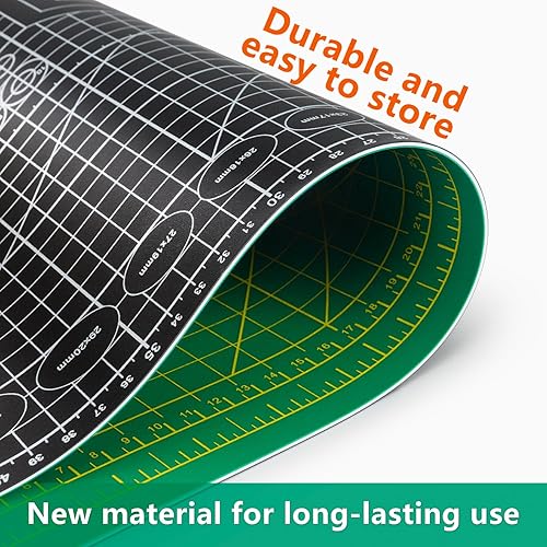 Vista 29 de WORKLION Alfombrilla de corte de PVC autocurable de 12 x 18 pulgadas, doble cara, tabla de cortar giratoria a cuadrícula para manualidades, tela