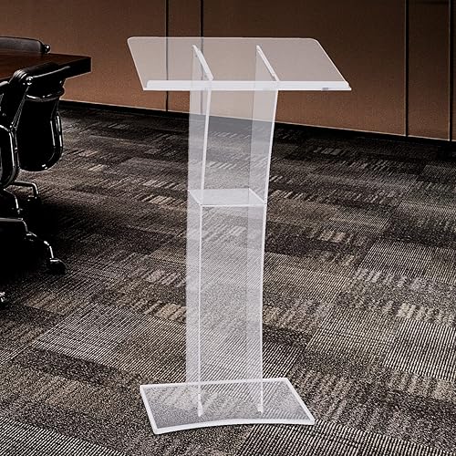 Miniatura 7 de DNYSYSJ Púlpitos de iglesia para iglesias acrílico podio atril soporte con tablero de almacenamiento medio para oficina, boda, iglesia escuela