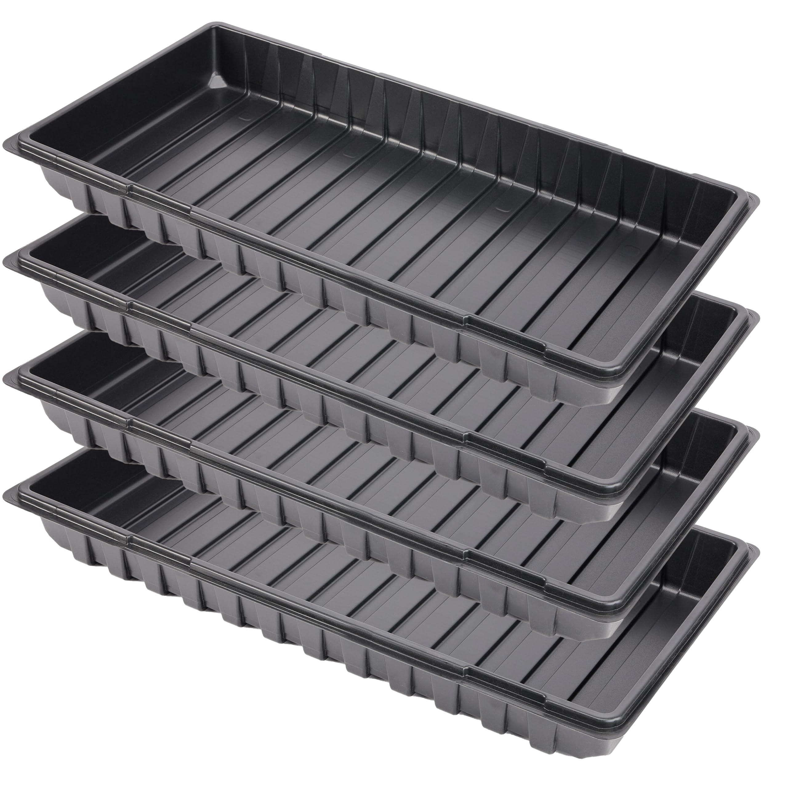Garronda Plateau de Culture, Bac de Culture en Plastique pour Mini Serre et Semis, Plateau pour Plantes et Jardin, Bac de Germination Étanche, Idéal pour Potager et Balcon, Lot de 4 (60x30 cm, Noir)