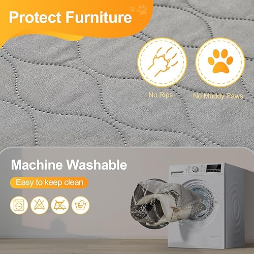 Miniatura 6 de Paquete de 2 fundas impermeables para cama de perro, manta antideslizante para mascotas, perros medianos, gatos, niños, protector de muebles (54 x