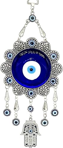 Adorno colgante con protección de mano Hamsa de ojo azul con una bolsa de mejor decoración-006