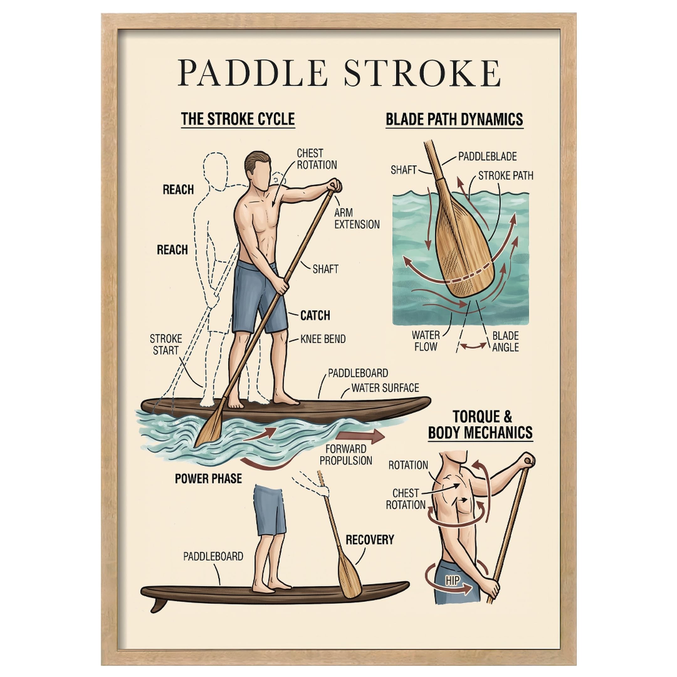 Wallbuddy Arte de pared de técnica de paddlebo (30 x 40 cm, Marco de Roble)