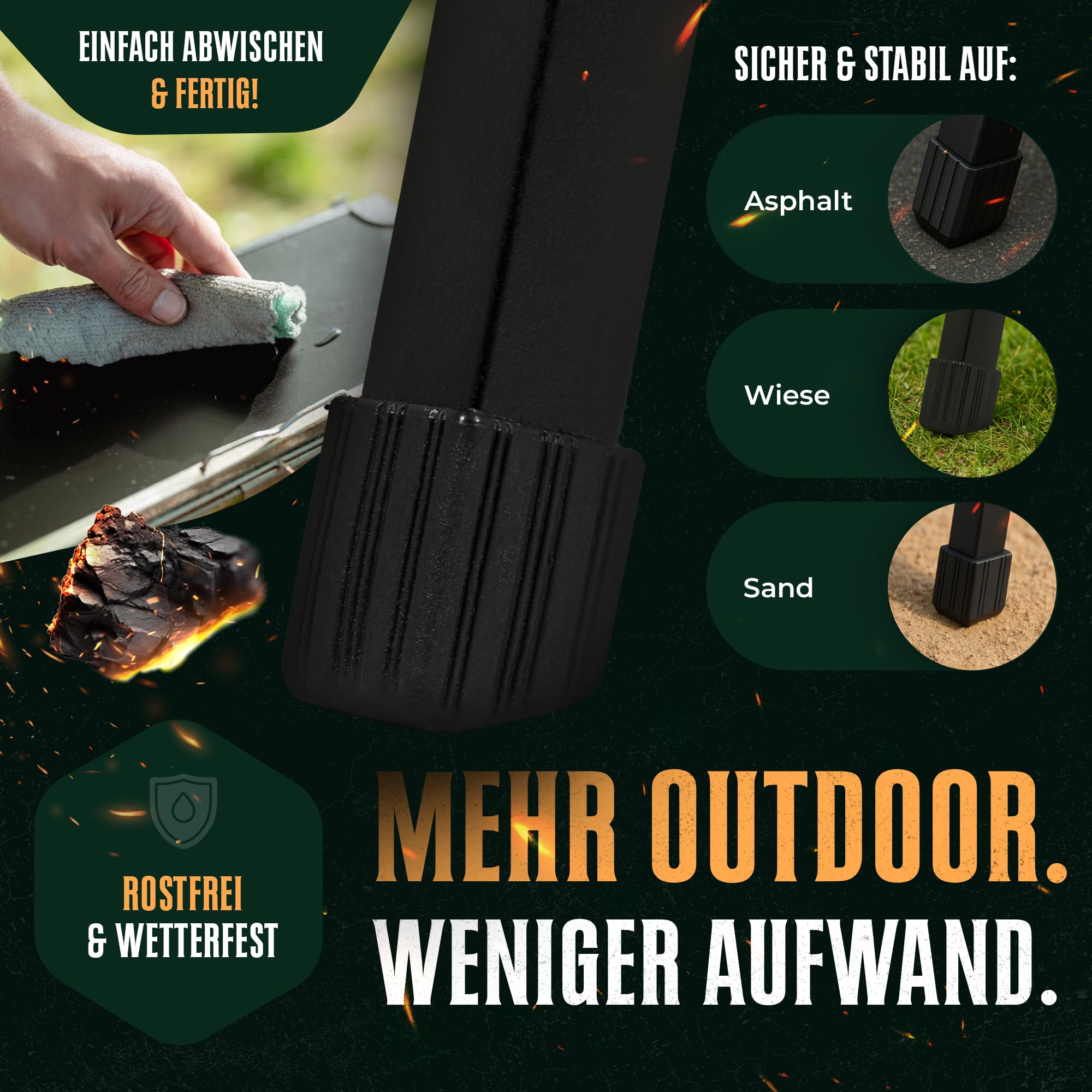 2in1 Holzkohlegrill & Campingtisch | Klappgrill mit Tischfunktion für 2-3 Personen | Kompakter Grill mit Klapptisch | faltbar & tragbar | Mini Grill ideal für kurze Trips