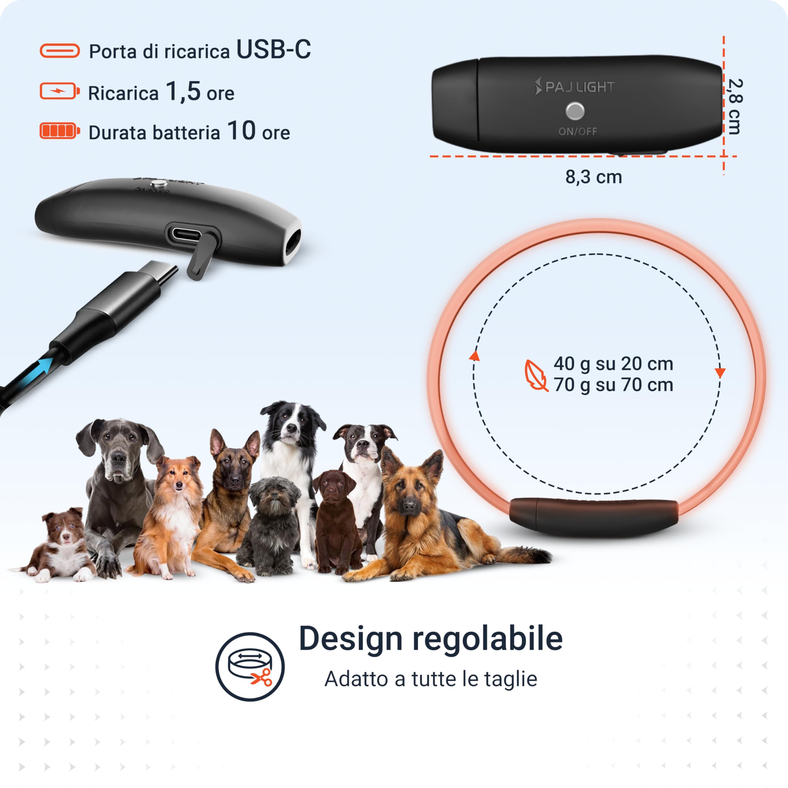 PAJ GPS – Collare LED Luminoso + GPS Tracker per Cani, 3 Mesi Abbonamento Premium Incluso + Visibilità Notturna, Mini GPS Tracker 4G per Cani, Allarme Anti-Fuga, 100% Impermeabile, Nero